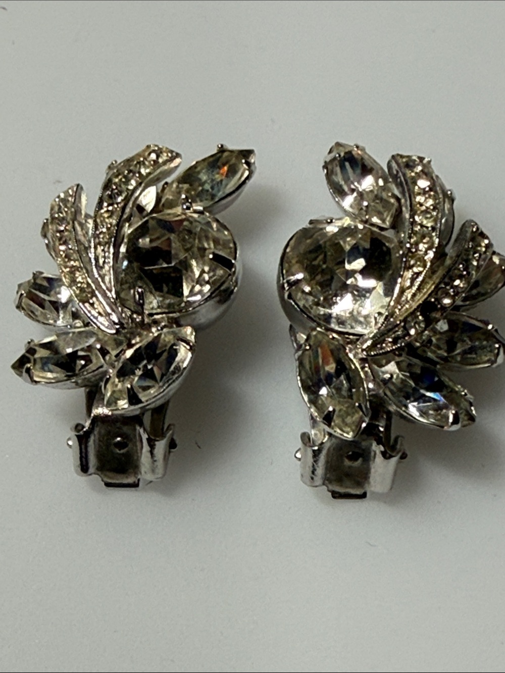 Weiss Silver-Tone Crystal Clip Earrings